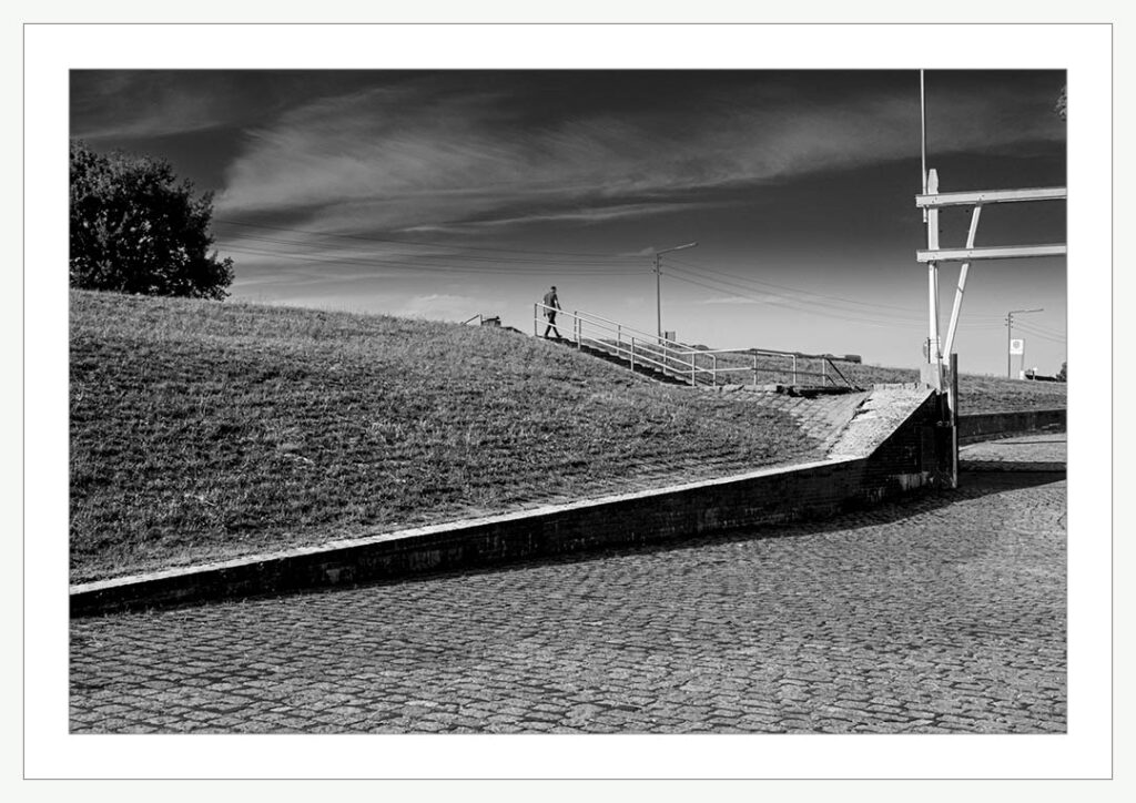 Fineart-Print of a dike at Zollenspieker in Hamburg